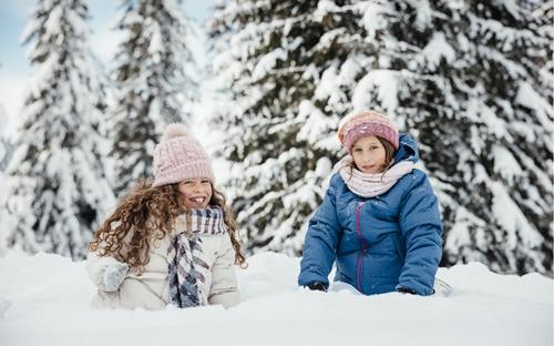 Two girls on snow