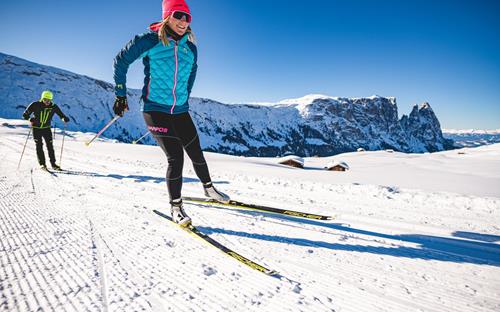 Two cross-country skiers