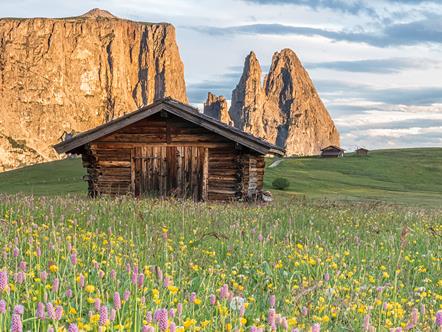 Die Seiser Alm bei Sonnenaufgang