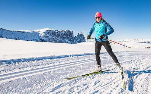 A female cross-country skier