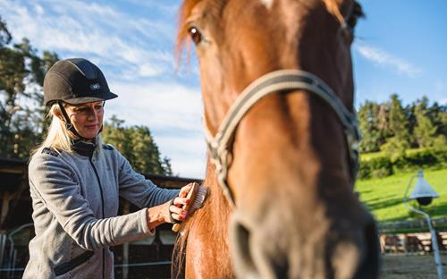 A woman and horse