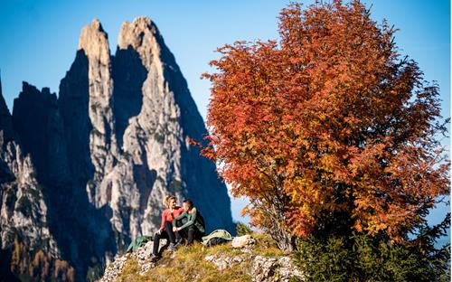 Hiking in the Dolomites in autumn