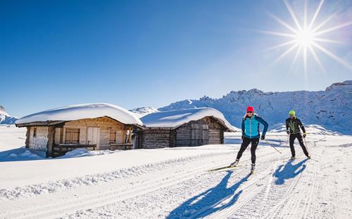 Cross-country skiing in winter