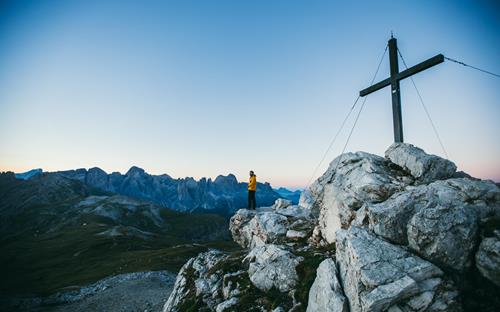 At the peak of a mountain