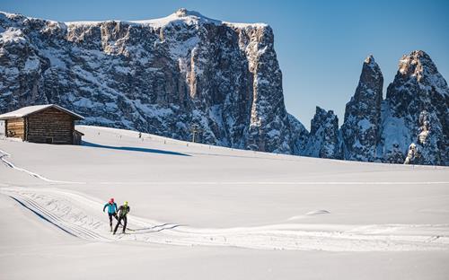 Cross-country skiing on the Seiser Alm