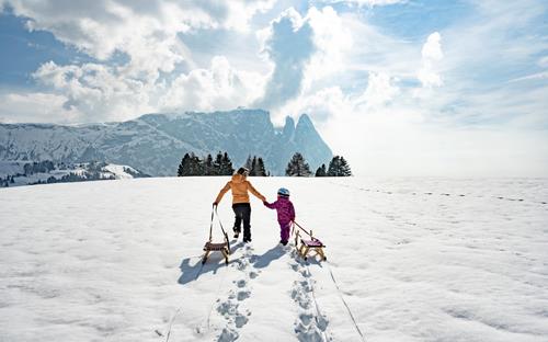 Tobogganing on the Seiser Alm