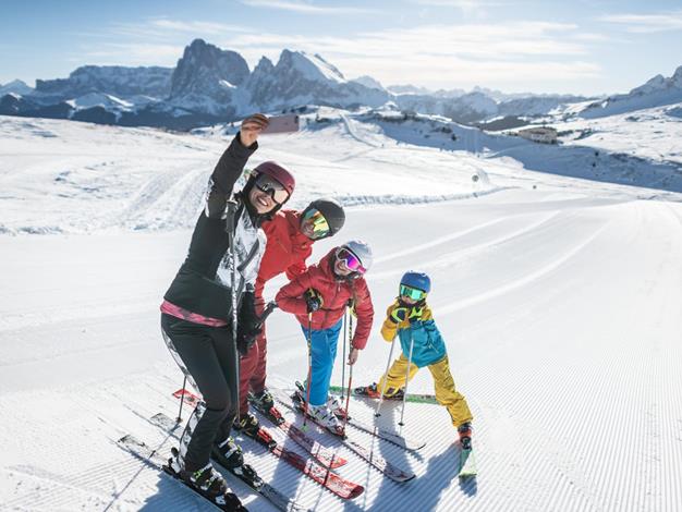 Skifahrer machen ein Foto